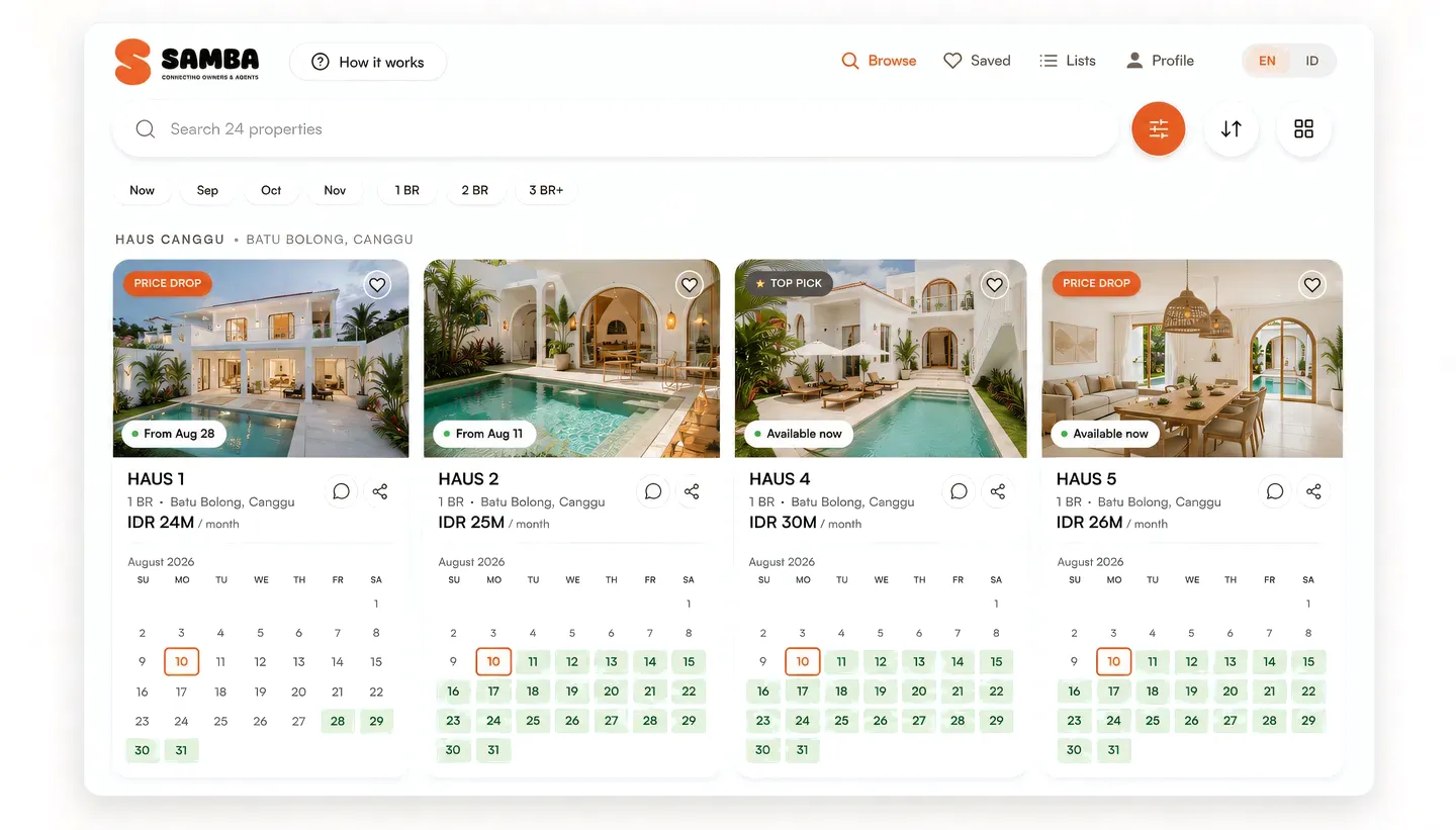 The agent portal where 300+ rental agents browse your villa