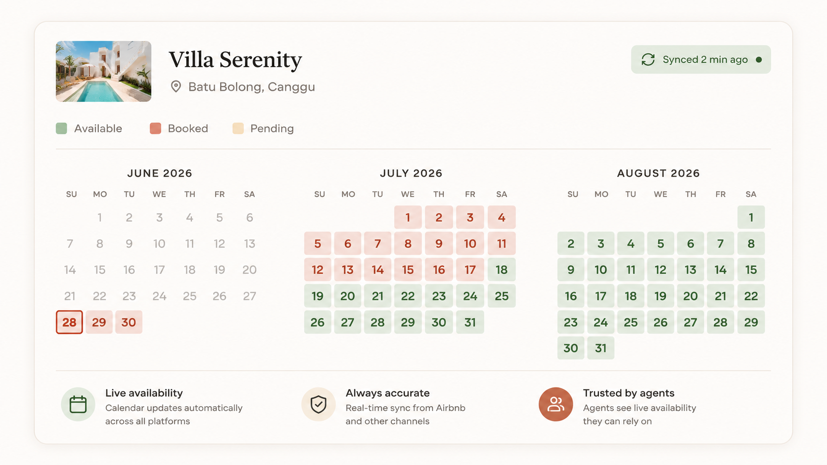 Availability calendar